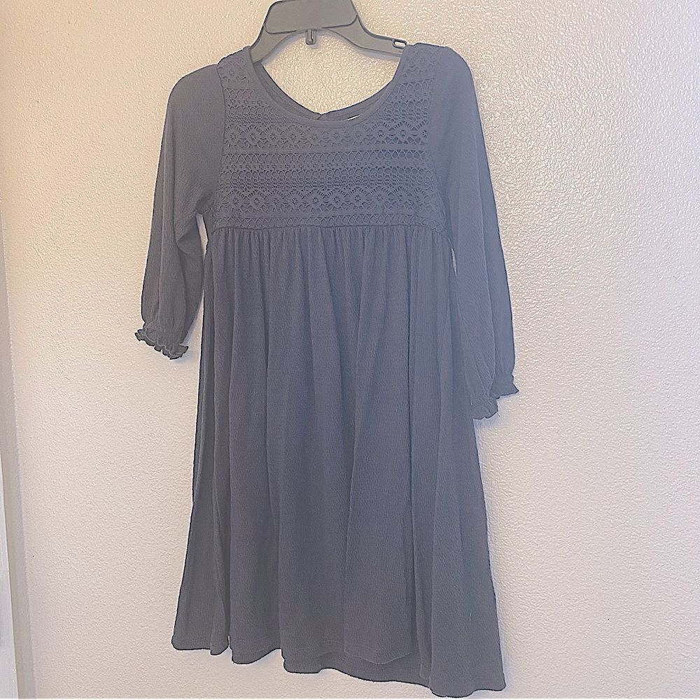 Old Navy 3/4 long Sleeve Jersey oversized stretchy crocheted dark gray dress M8